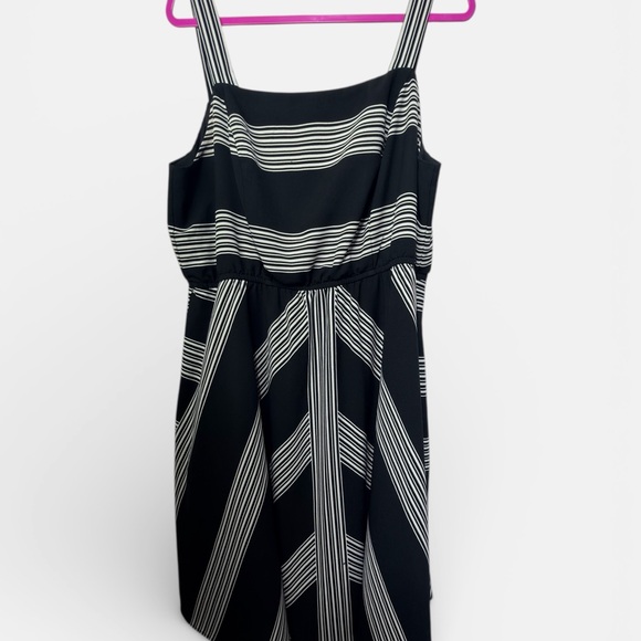 Lane Bryant Black & White Striped Fit & Flare Dress - Size 16 - Picture 3 of 8